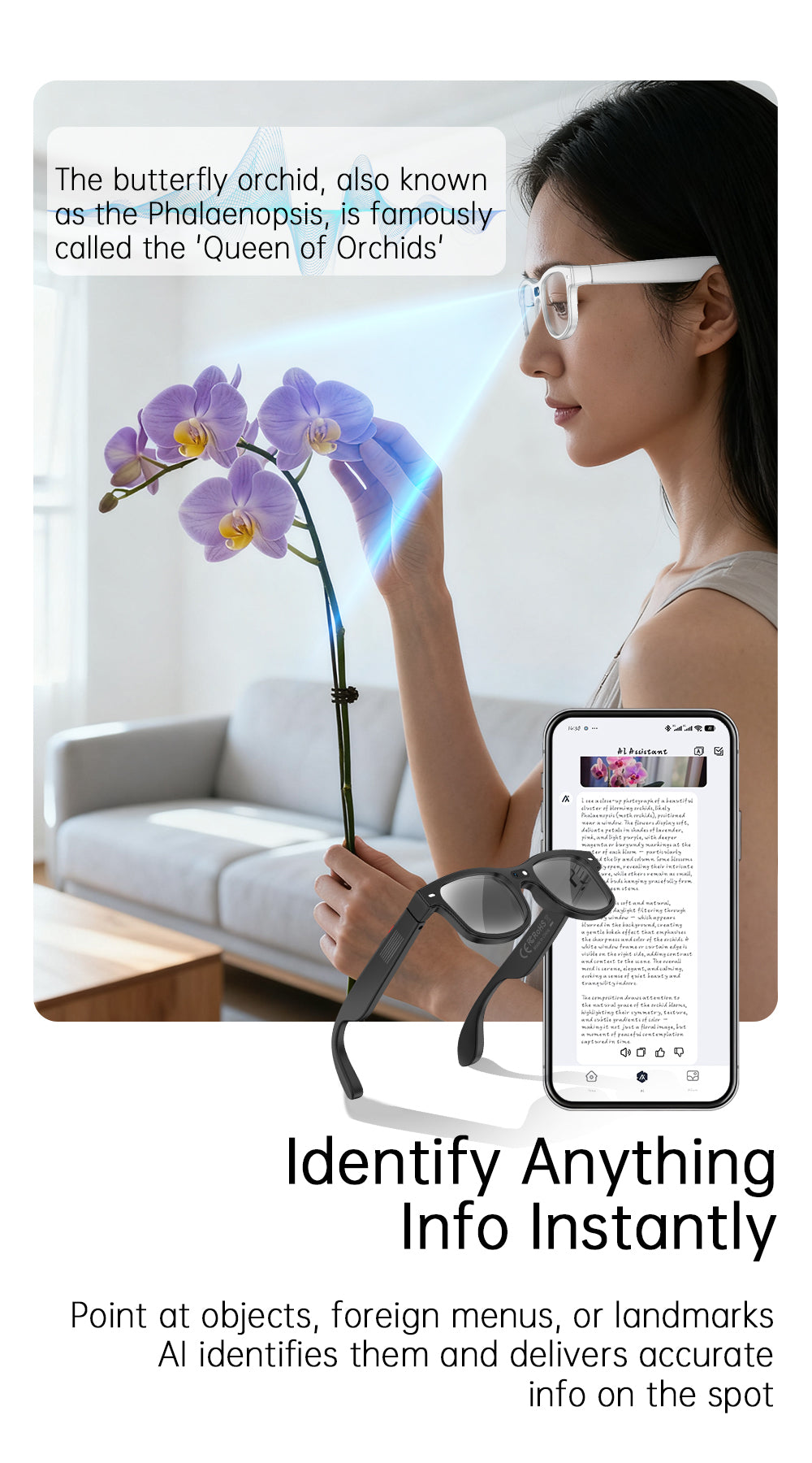 8MP AI Smart Glasses Bluetooth Sunglasses For Music Calling Translation G3