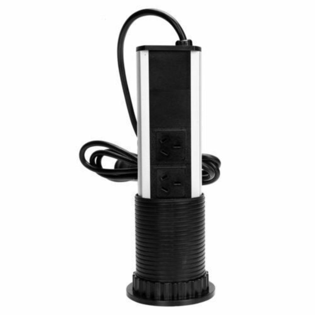 Pop Up Power Point 3 Socket Plug   2 USB Table Home Kitchen Desk Outlet
