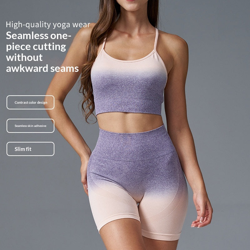 Three-Quarter Yoga Shorts Hip-Lifting Fitness Running Sports Set