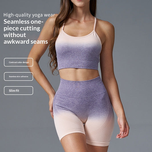 Three-Quarter Yoga Shorts Hip-Lifting Fitness Running Sports Set