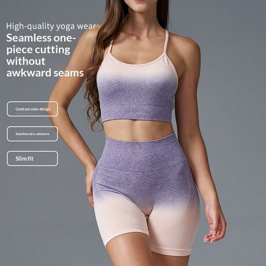 Three-Quarter Yoga Shorts Hip-Lifting Fitness Running Sports Set