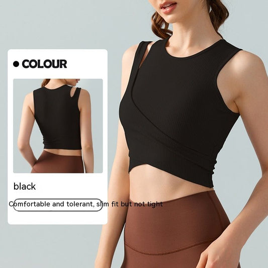 Stitching Fake Two-piece Yoga Vest One-piece Fixed Female