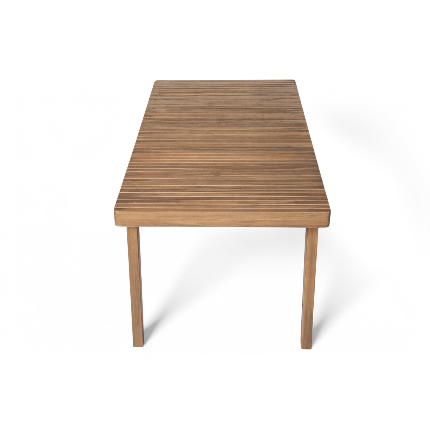 69  Acacia Wood Outdoor Dining Table With Slatted Top, 300 Lbs Weight Capacity, Ideal For Patio & Garden Gatherings, Brown
