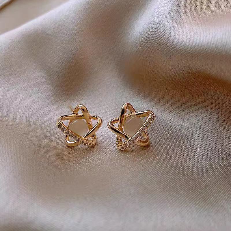 Cat's Eye Five-pointed Star Stud Earrings For Women, Premium Unique Elegant Star Earrings, 2026 New Hot Selling Ear Jewelry