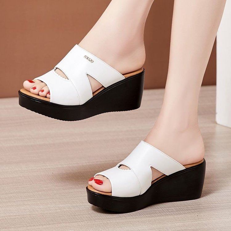 Womens Platform Thick-Soled Non-Slip Waterproof Outdoor Slippers