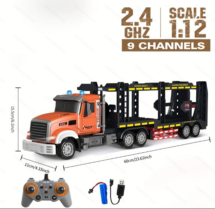 Remote-controlled Two-story Transport Truck Toy With Lithium Battery And Charging Cable