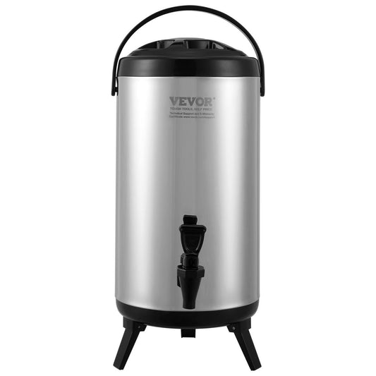 Stainless Steel Insulated Beverage Dispenser, 2.4 Gallon 9.2 Liter, Thermal Hot And Cold Drink Server Dispenser With Spigot Handle, Food-grade For Hot Tea Coffee Water Restaurant Drink Shop