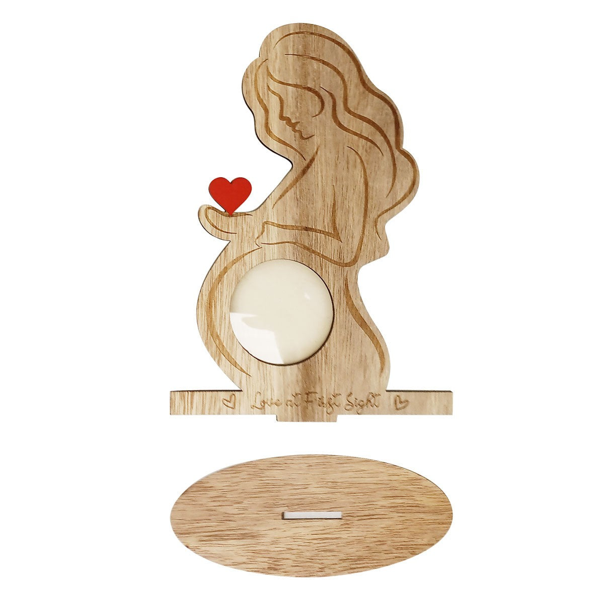 Pregnant Mom Wooden Ultrasound Photo Frame, Love At First Sight Sonogram Picture Keepsake Stand, Expectant Mother Gift Baby Shower Pregnancy Announcement Decor