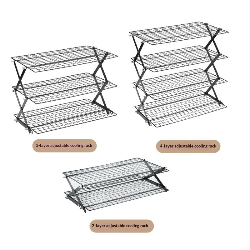 Black Foldable Cooling Rack Multi-tier Kitchen Storage Rack