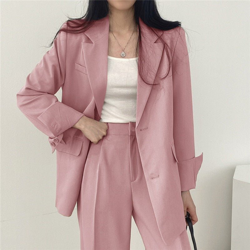 Womens Solid-color Loose-fitting Korean-style Versatile Blazer
