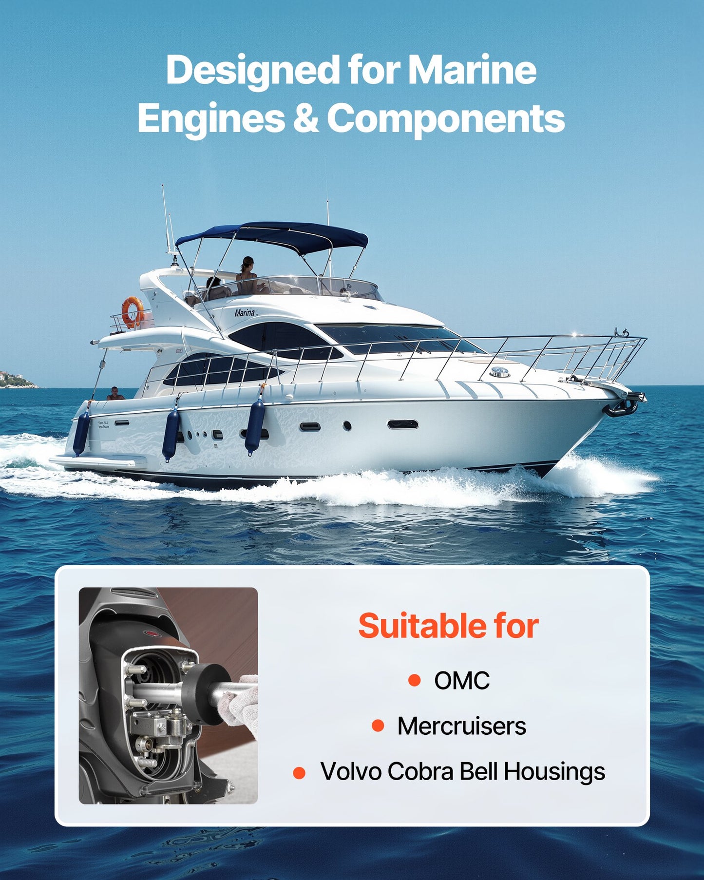 Mercruiser Alignment Tool & Gimbal Bearing Puller Set, Compatible With Mercruisers, OMC, Volvo Cobra Bell Housings, Engine Alignment Bearing Puller Seal Bellow Expander Tools Puller Installer