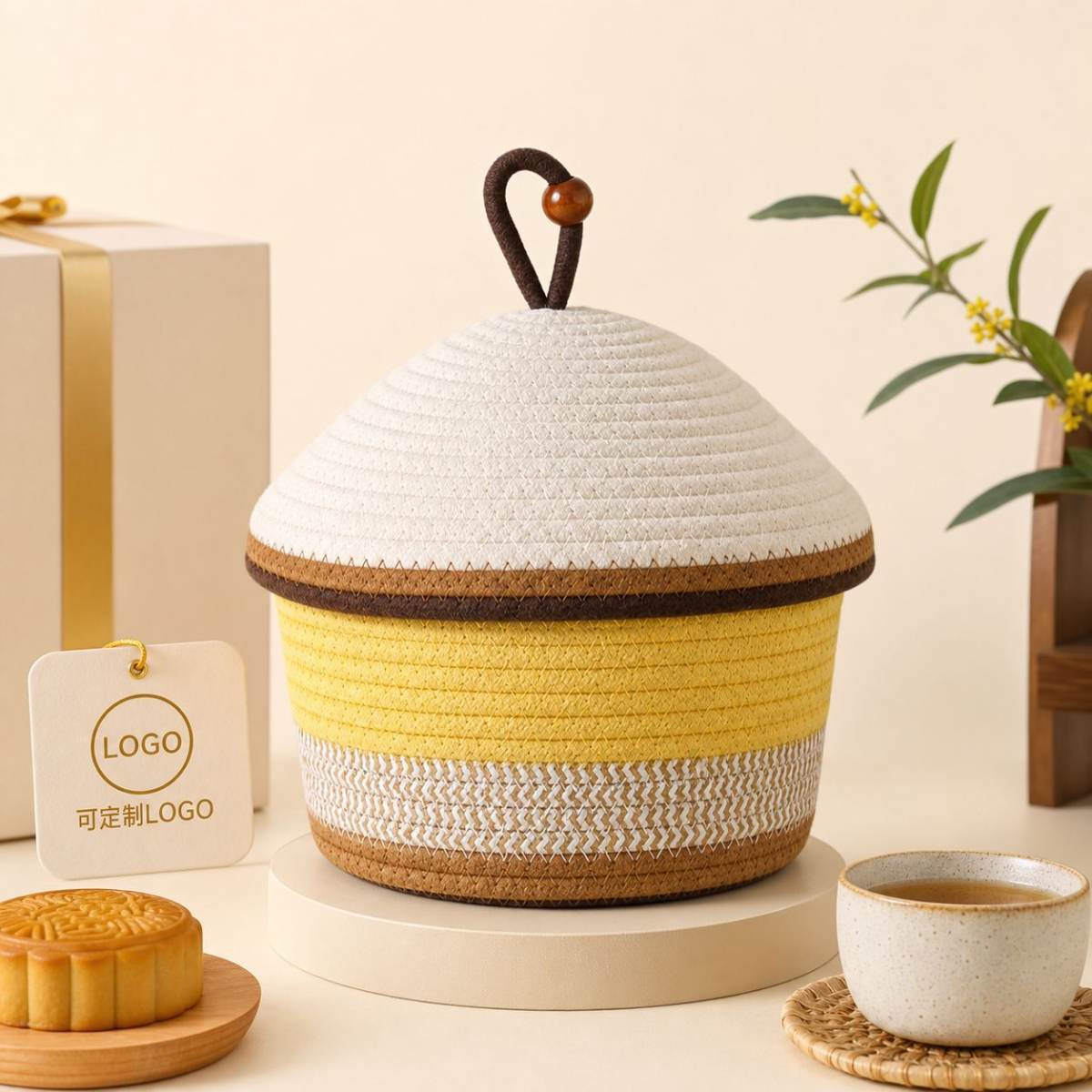 Festival Style Cotton Rope Storage Basket