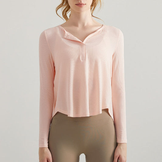 Yoga Clothes Long Sleeve Loose Women's New Thread Open Fitness Sports Top