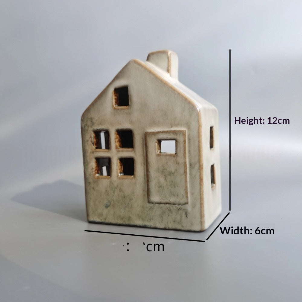 European-style Christmas House Tea Light Ceramic Ornament