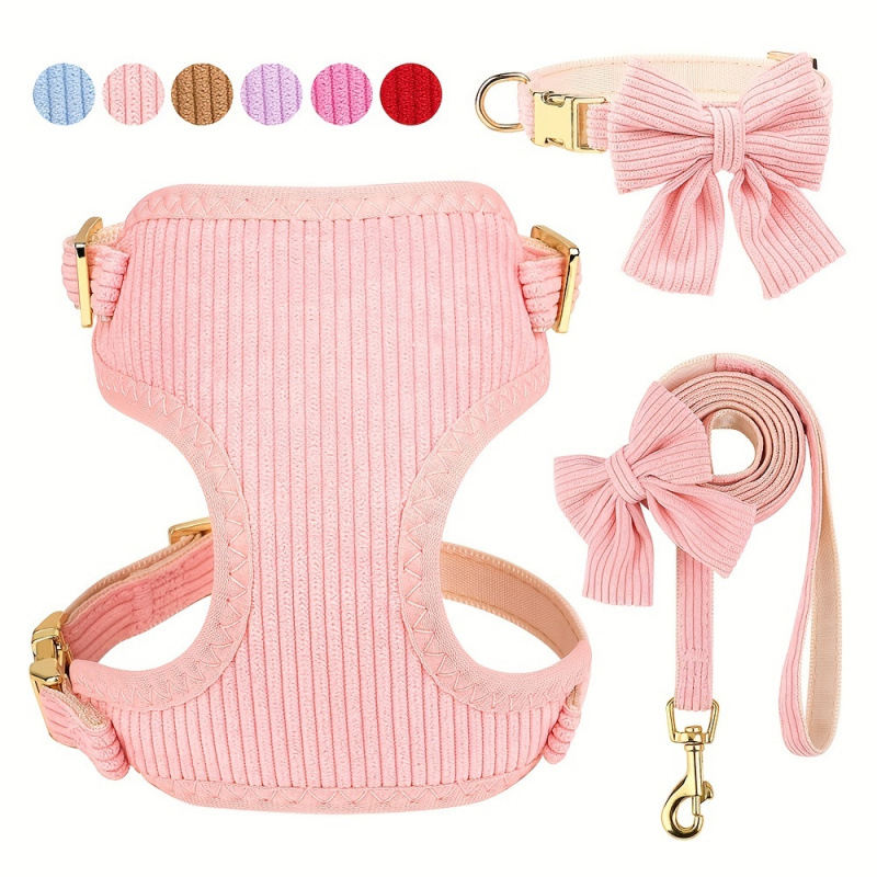 Creative Solid Color Harness Bow Pet Vest