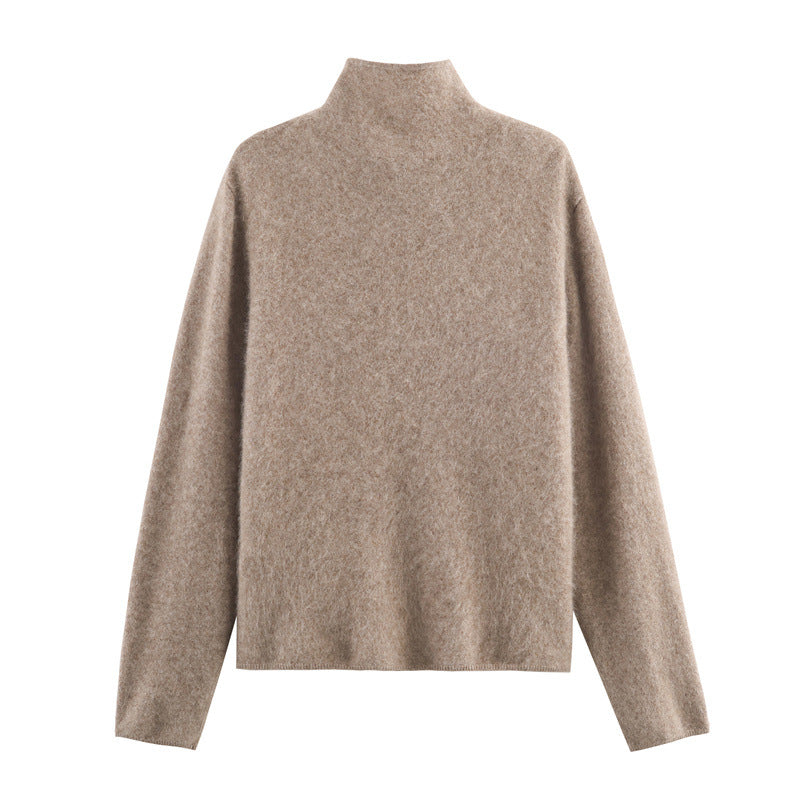 Korean-style Loose Casual High-neck Sweater Cardigan For Women