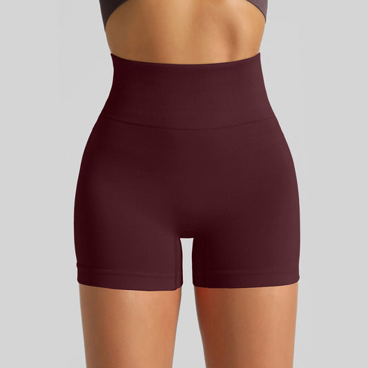 Women's Seamless Knit Yoga Shorts, High Waist Lifting Scrunch Butt Tight Workout Running Sports Shorts