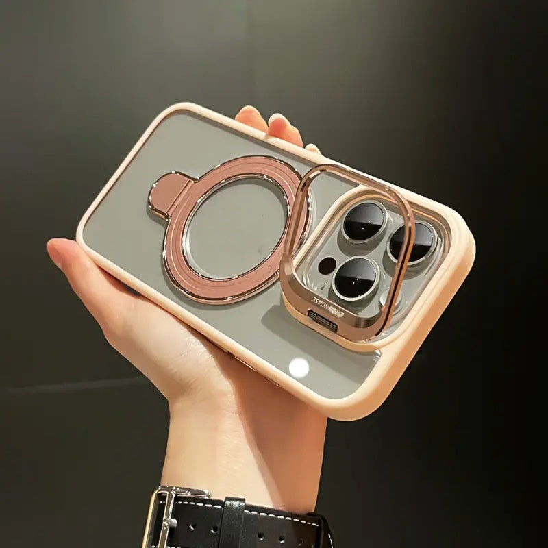 Simple Magnetic Charging Double Bracket Phone Case