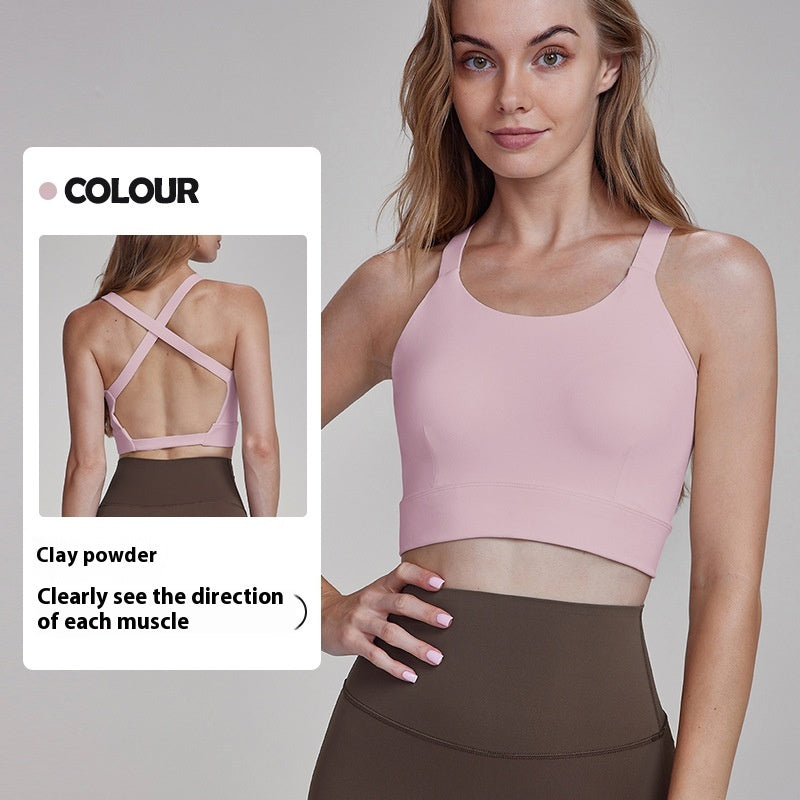 Yoga Clothes Vest Fitness Outer Wear Cross Beauty Back High Sense