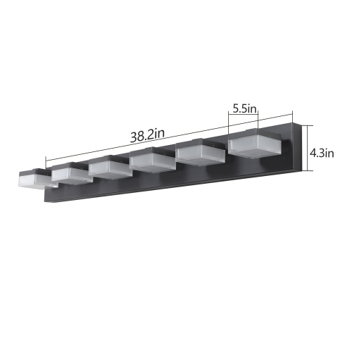 Modern 6 Lights Black LED Makeup Mirror Fixtures For Bathroom And Vanity Unavailable Platforms- Temu