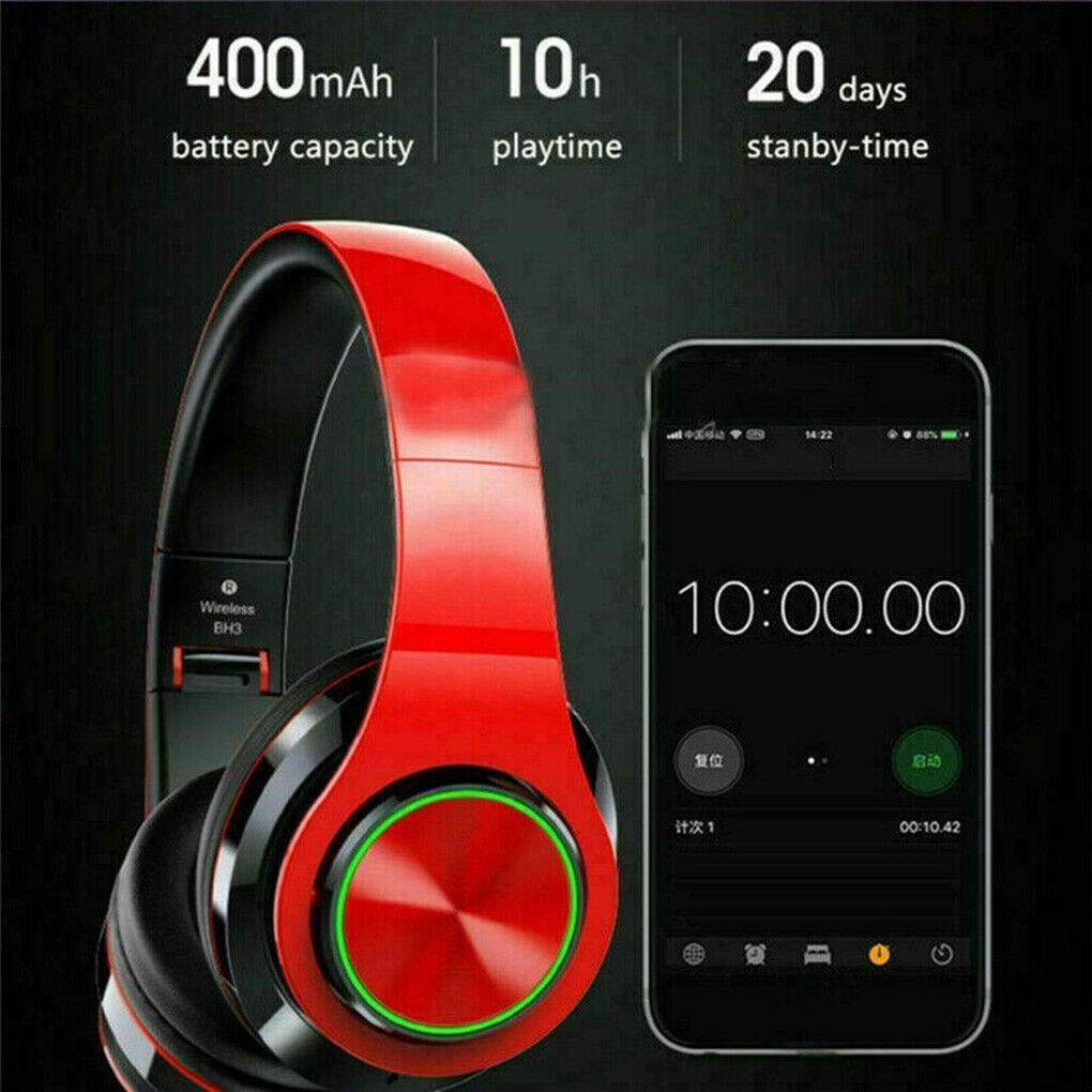 Wireless Bluetooth Headphones Over-Ear Noise Canceling All Devices UK--white