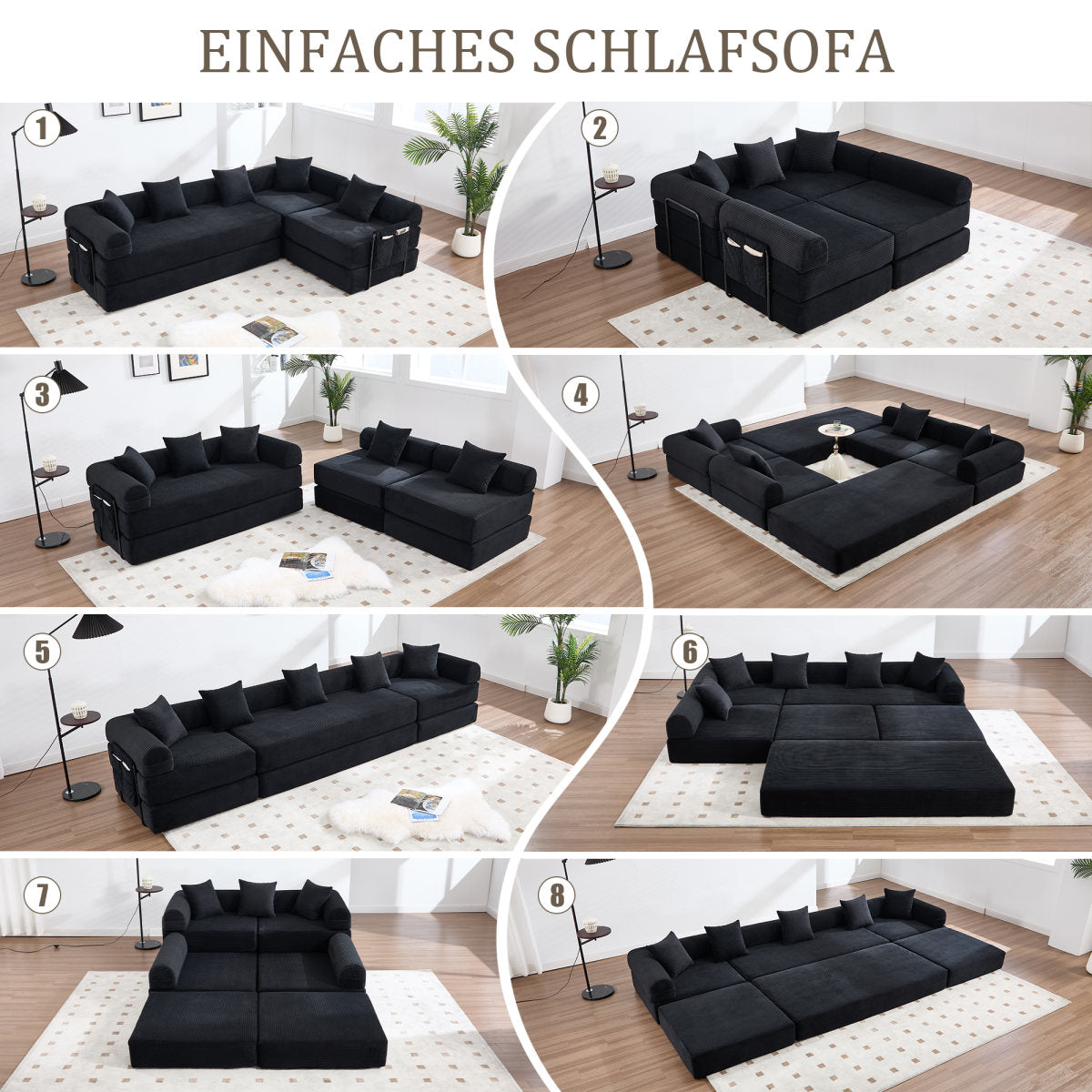 Cosy Family Sofa With Storage Space & Modular Function  Vacuum-packed For Effortless Assembly, Freely Combinable Modules And Pet-friendly. Perfect For Relaxing Moments. Black
