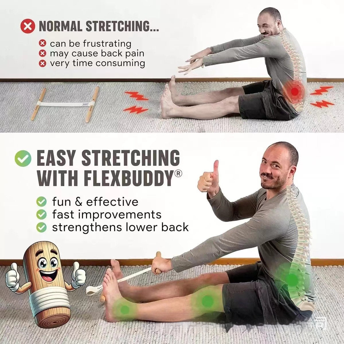 Beech Handle Resistance Band Portable Stretch Stick Yoga