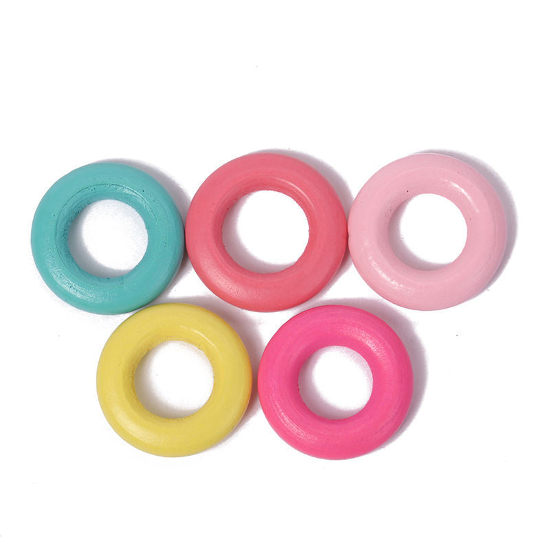 Colorful Cute Theaceae Wooden Ring Necklace Handmade DIY Piercing Accessories