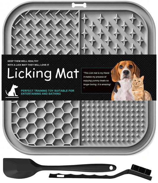 Licking Mat For Dogs & Cats With Suction Cups, 1 Pack Square Dog Slow Feeder Lick Pat For Anxiety Relief & Boredom, Dog Toys To Keep Them Busy, Pets Bathing Training Grooming Mat