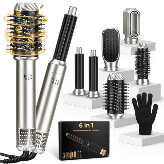 Hair Styler Airbrush Pro 6 In 1, 1 0 0 0W Air Styler Hair Dryer, 6 In 1 Multi Style