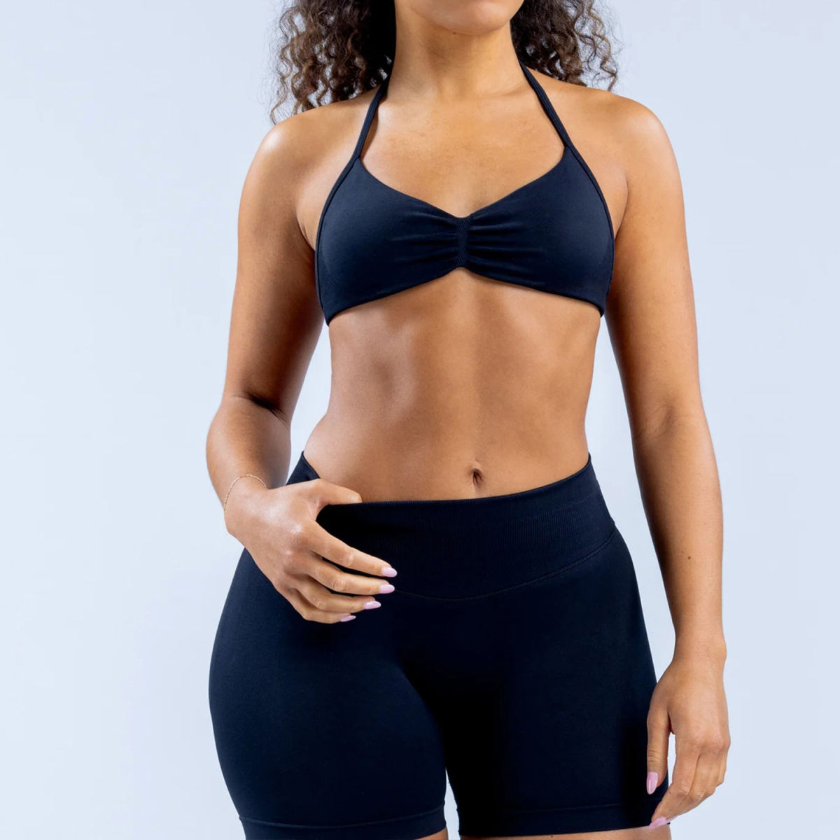 Seamless Tight-fitting Yoga Set With A Strap Bra For Outerwear
