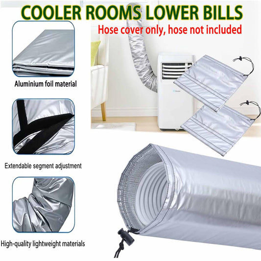 Portable Air Conditioner Hose Cover, Aluminum Foil Insulation, Expandable Dustproof Vent Pipe Sleeve, Energy Saving, Cooling Efficiency