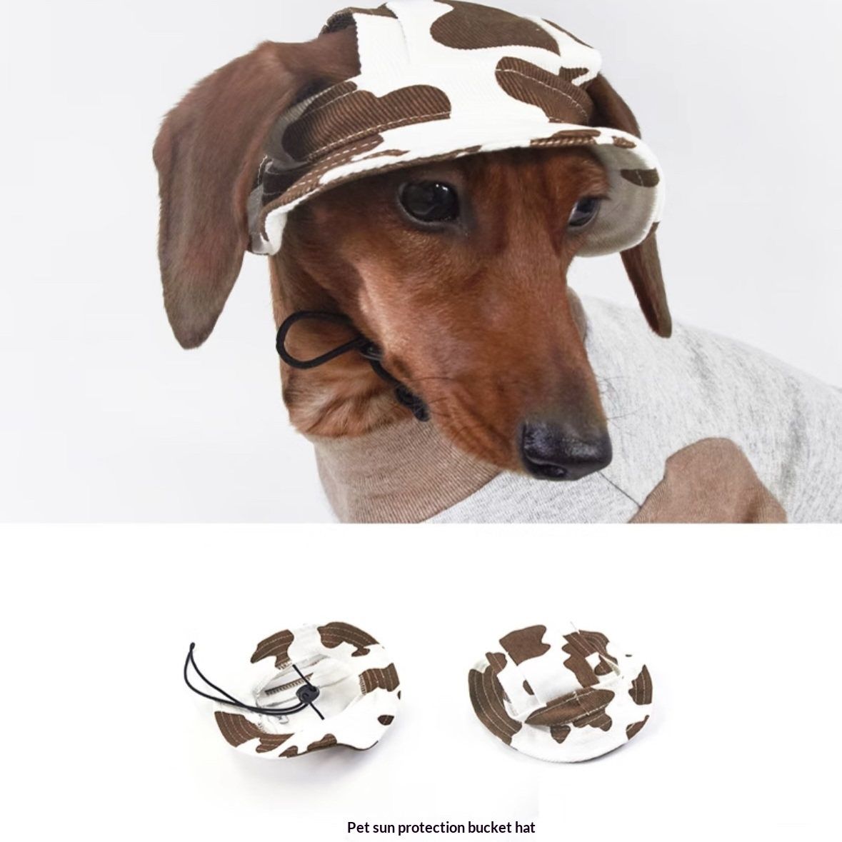 Cow-patterned Printed Denim Bucket Hat Pet Accessory