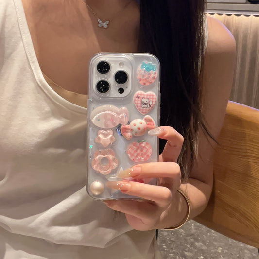Korean-style 3D Strawberry And Fish Phone Casecompatible With Device Name