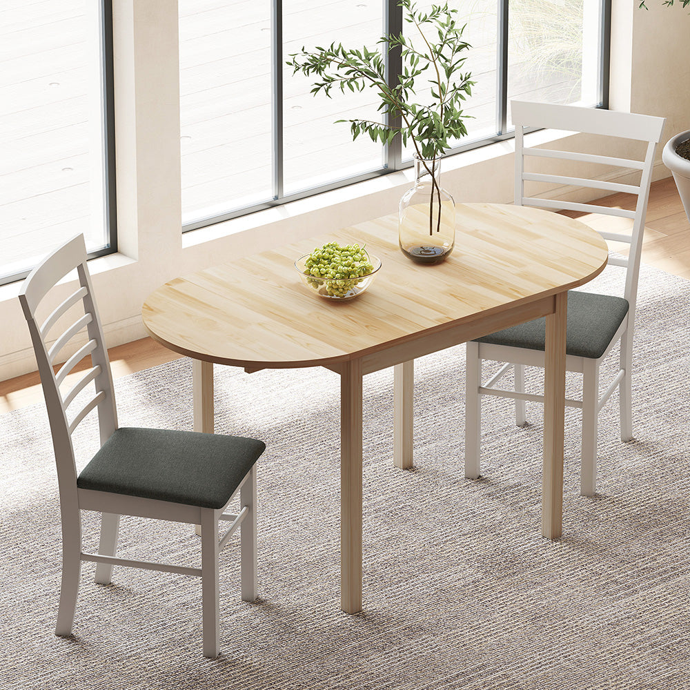 PineWood Kitchen Table, Drop Leaf Tables For Small Spaces Non-slip Foot Pads For Kitchen Dining Room