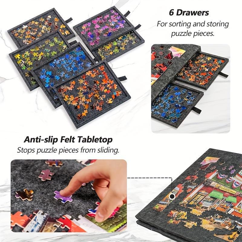 Foldable Puzzle Table With Sorting System Portable Puzzle Organizer For Adults Featuring A Built-in Stand And Protective Cover Spacious Family Game Board Gift For Puzzle Enthusiasts