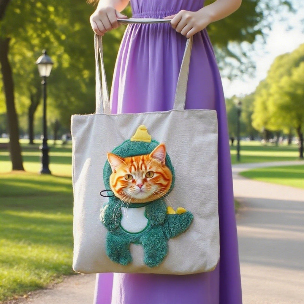 Large-capacity Canvas Pet Carrier With An Open Top