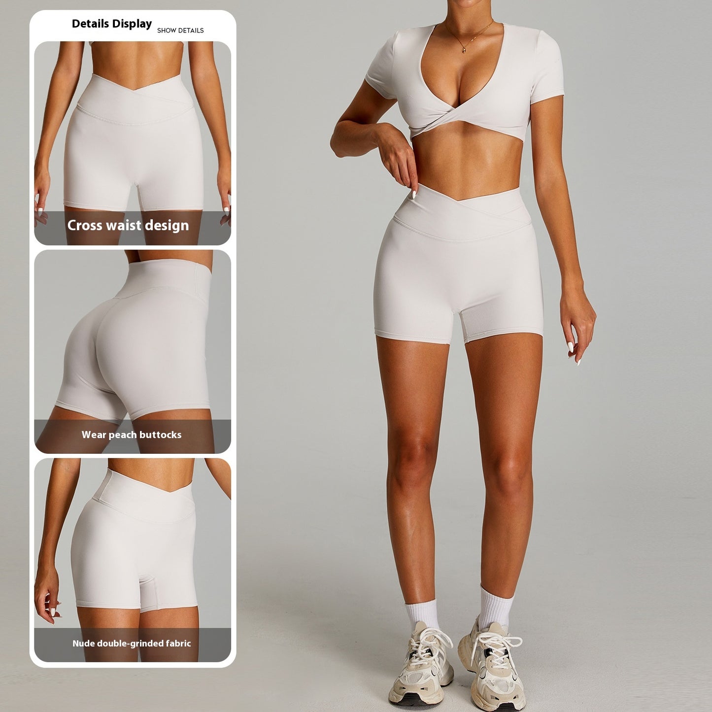Nude Feel Cross High Waist Yoga Shorts Women's Tight Sports And Fitness Shorts