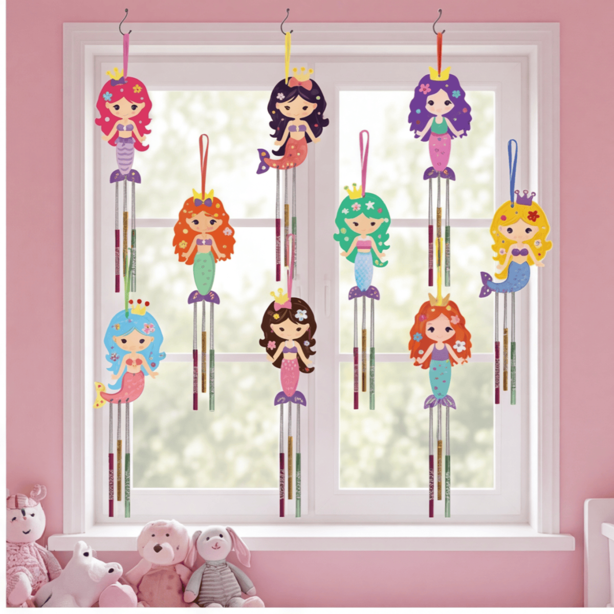 Mermaid Wind Chime Set, Enchanting DIY Wind Chime With Shells And Beads For The Balcony, Creative Craft Kit For Mermaid Fans, Delicate Mobile For The Living Room And Patio—Event And Party Supplies
