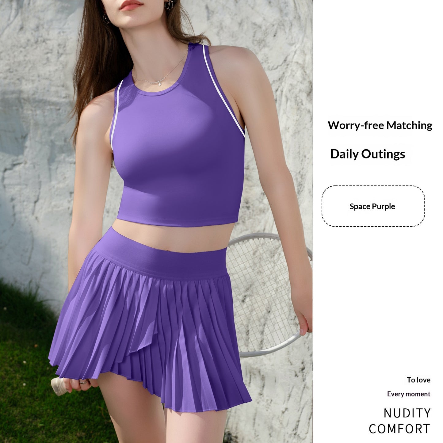 Women's Spring & Summer Tennis Skirt Set With Built-in Safety Shorts, Quick-Dry Sports Fitness A-Line Skirt, Casual Yoga Skirt Outfit