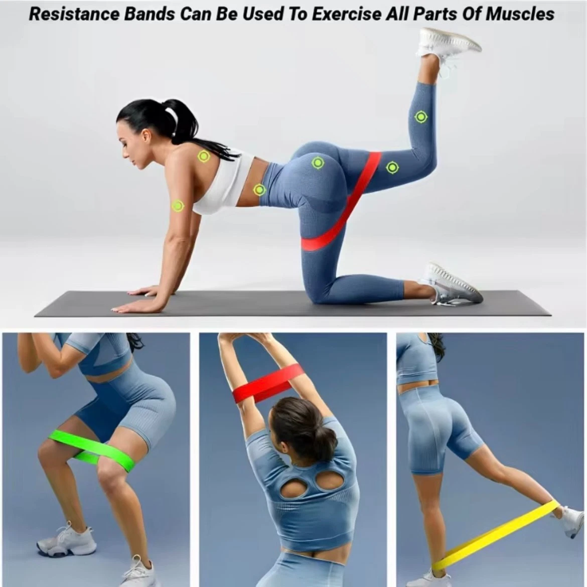 Resistance Bands Loop Set Of 5 Exercise Strength Workout Fitness Yoga Booty Band Training