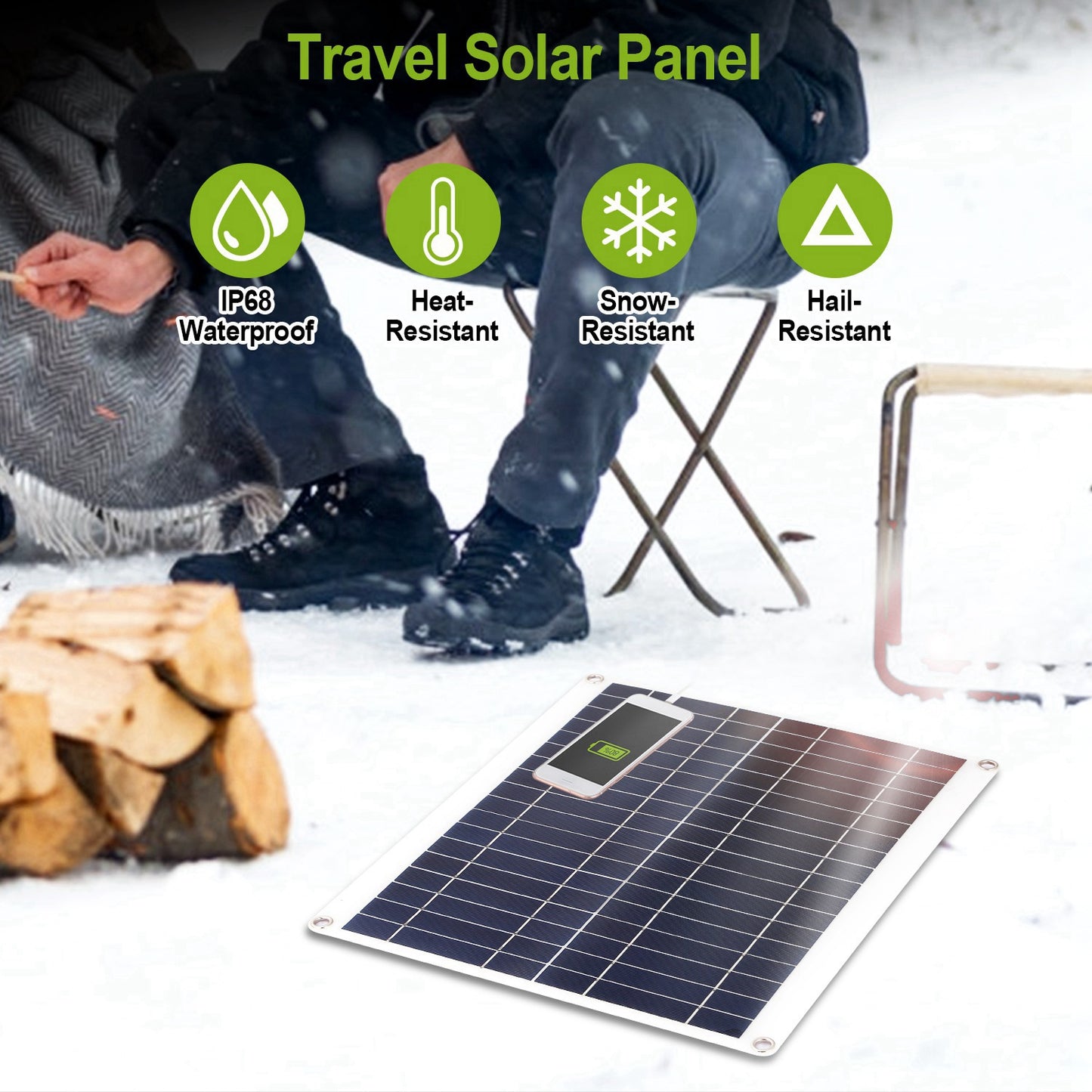 1Pc Outdoor Solar Panel 12V 25W Car Battery Charger IP68 Waterproof With 3.0A Dual USB Charging Clip Line For RV Car Boat