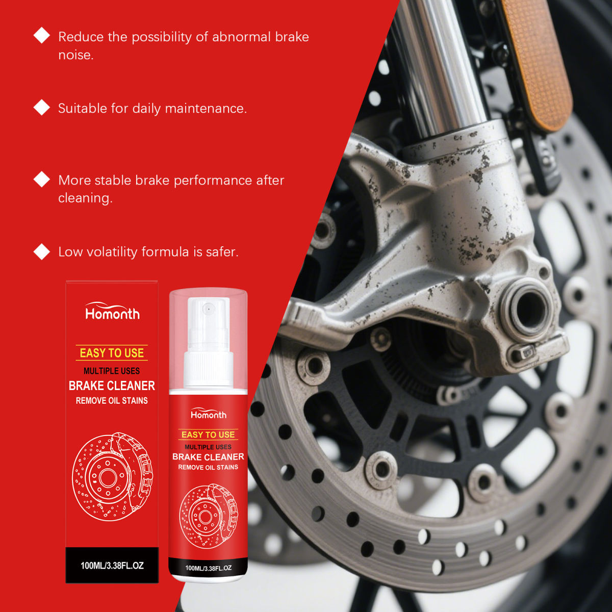 HOMONTH Car Brake Cleaner - Daily Car Brake Disc Cleaning, Gentle Formula, Care And Stain Remover