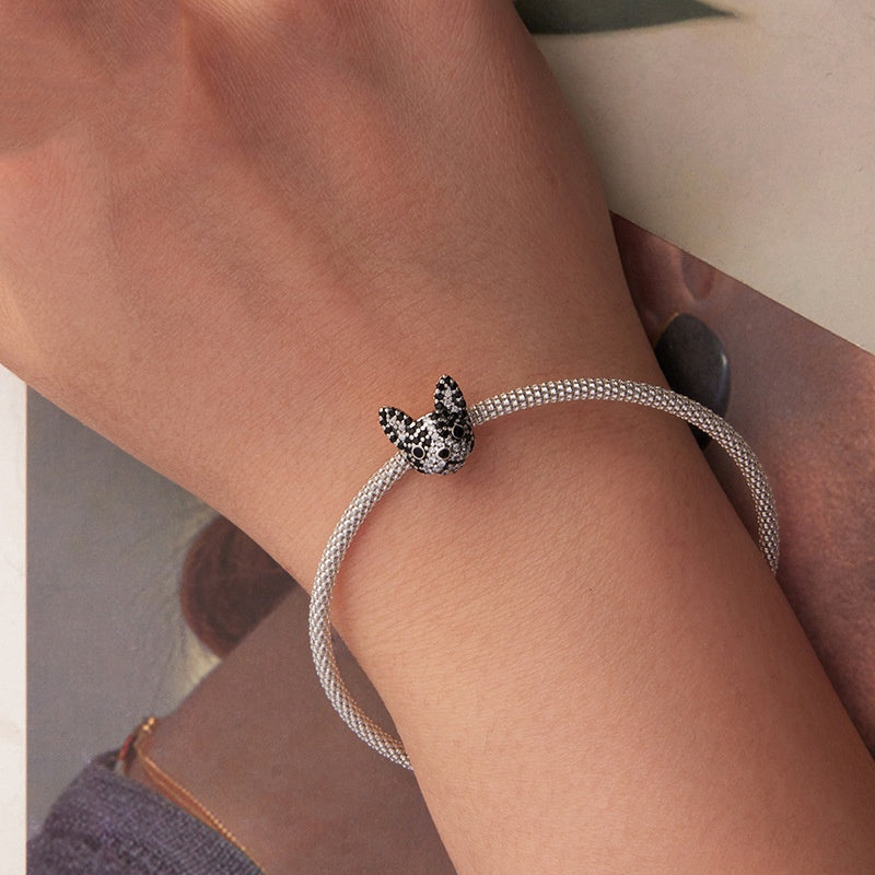S925 Sterling Silver Boston Dog Bead Accessories