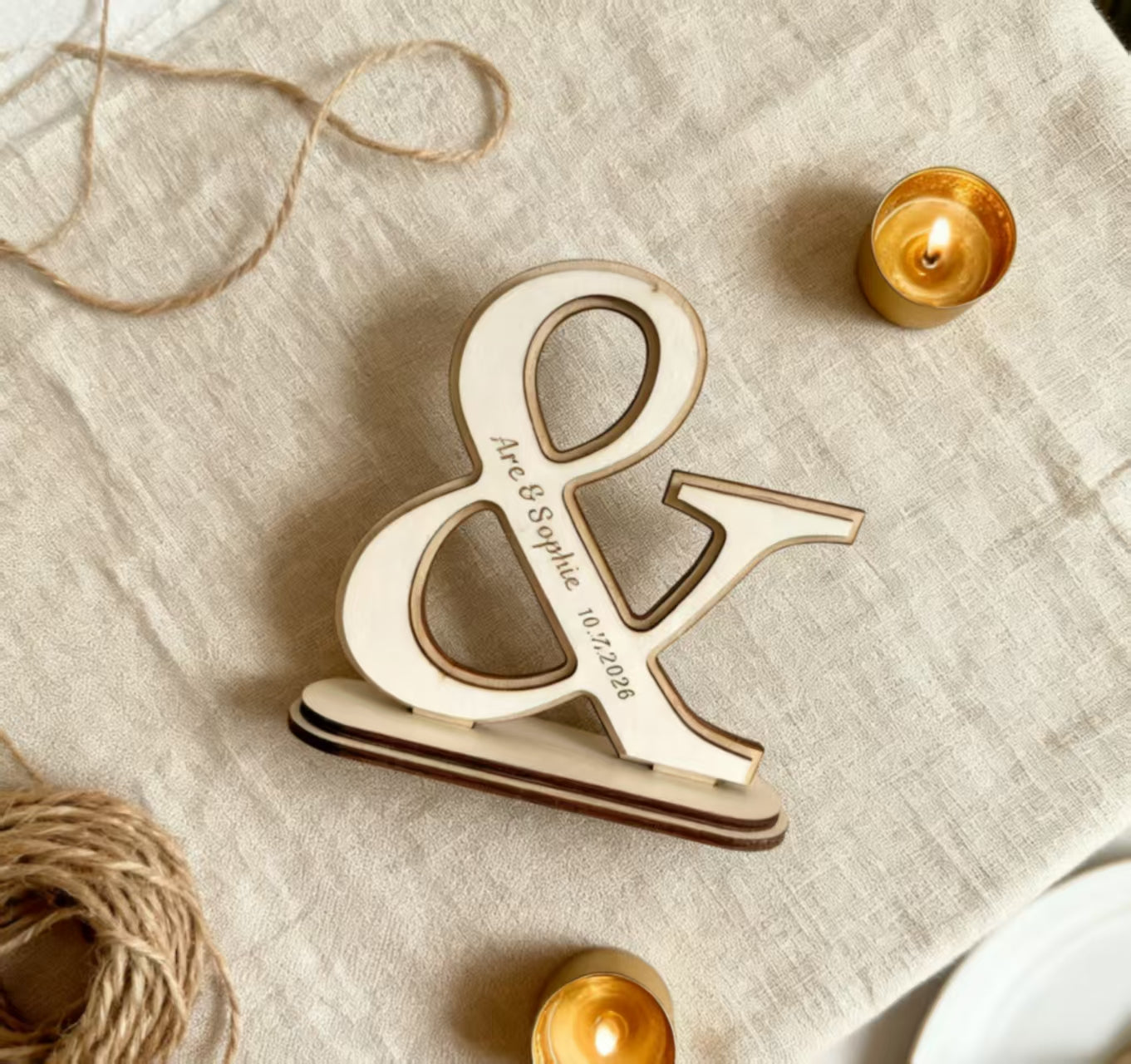Personalized Ampersand & Mr Mrs Wooden Table Sign With Base, Custom Engraved Couple Names & Wedding Date Freestanding Wood Decor, Wedding Sweetheart Table Centerpiece, Anniversary Engagement Keepsake