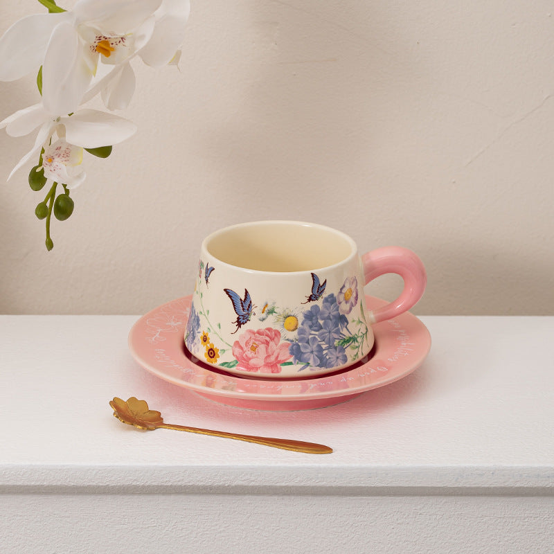 Butterfly Coffee Cup And Saucer Gift Set Ceramic Mug