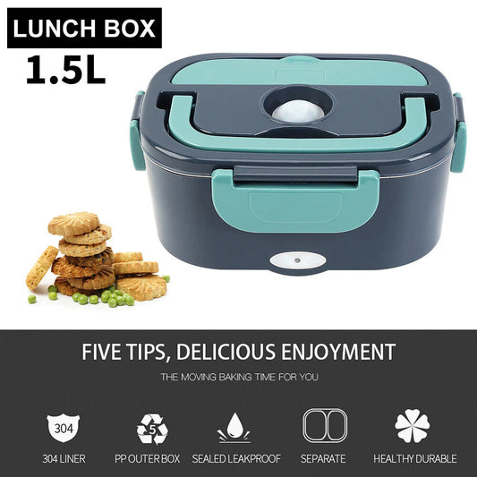 Electric Lunch Box Food Warmer Portable Food Heater Leak Proof For Car & Home 1.5L40W