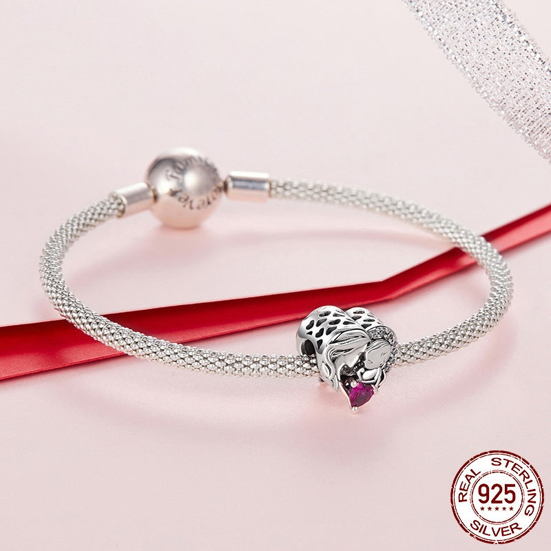S925 Silver Mother-child Family Affection Beaded Festival Diy Bracelet Accessories