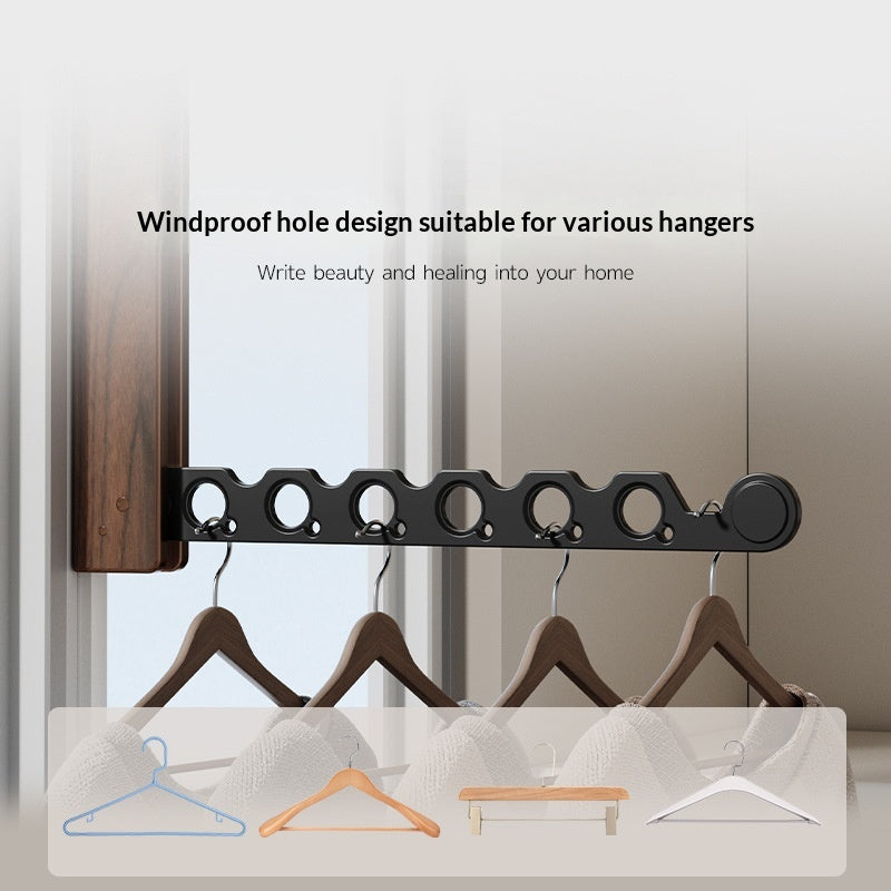 Walnut Folding Invisible Clothes Drying Rack For Balconies And Home Use