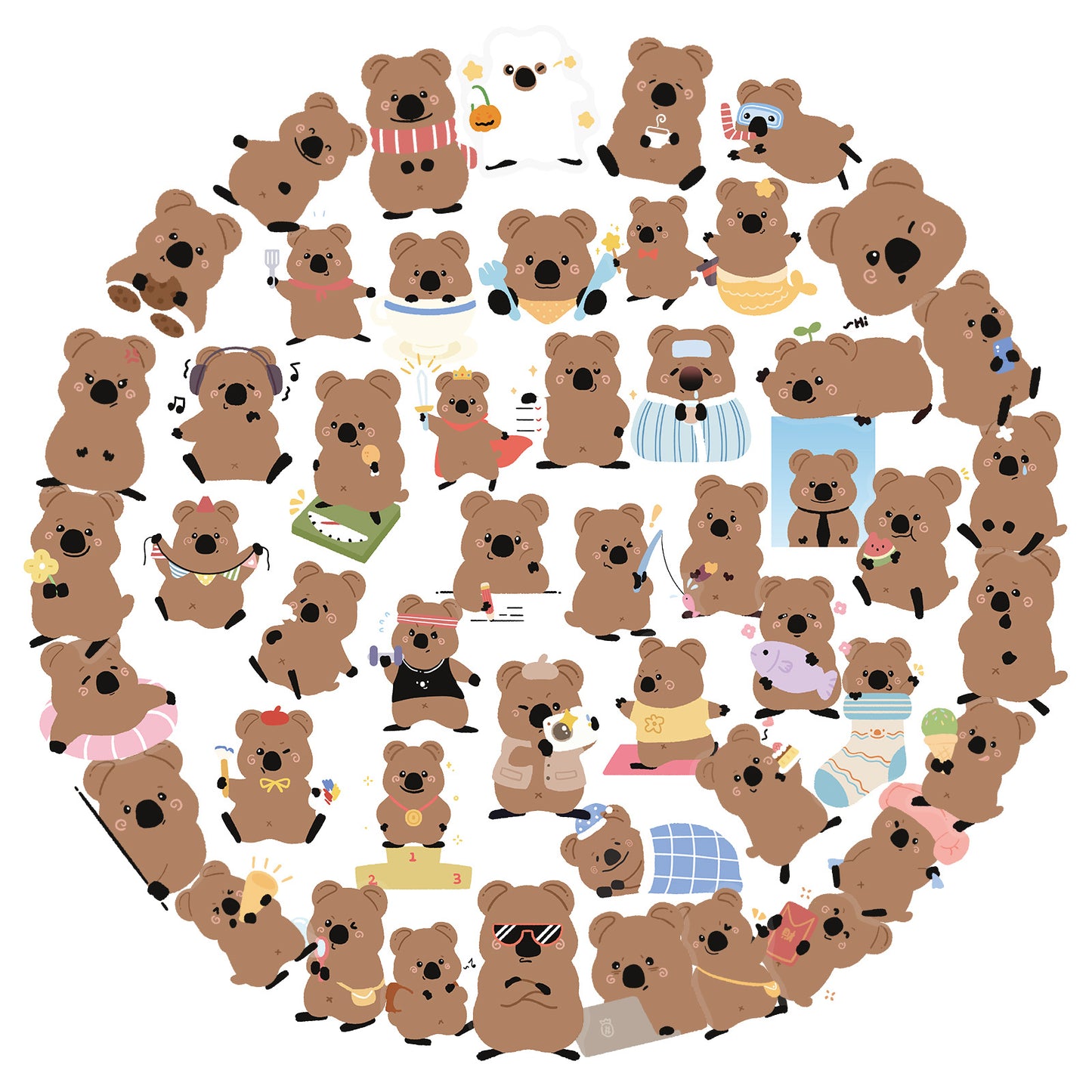 50 Cute Short-tailed Rock Wallaby PET Stickers